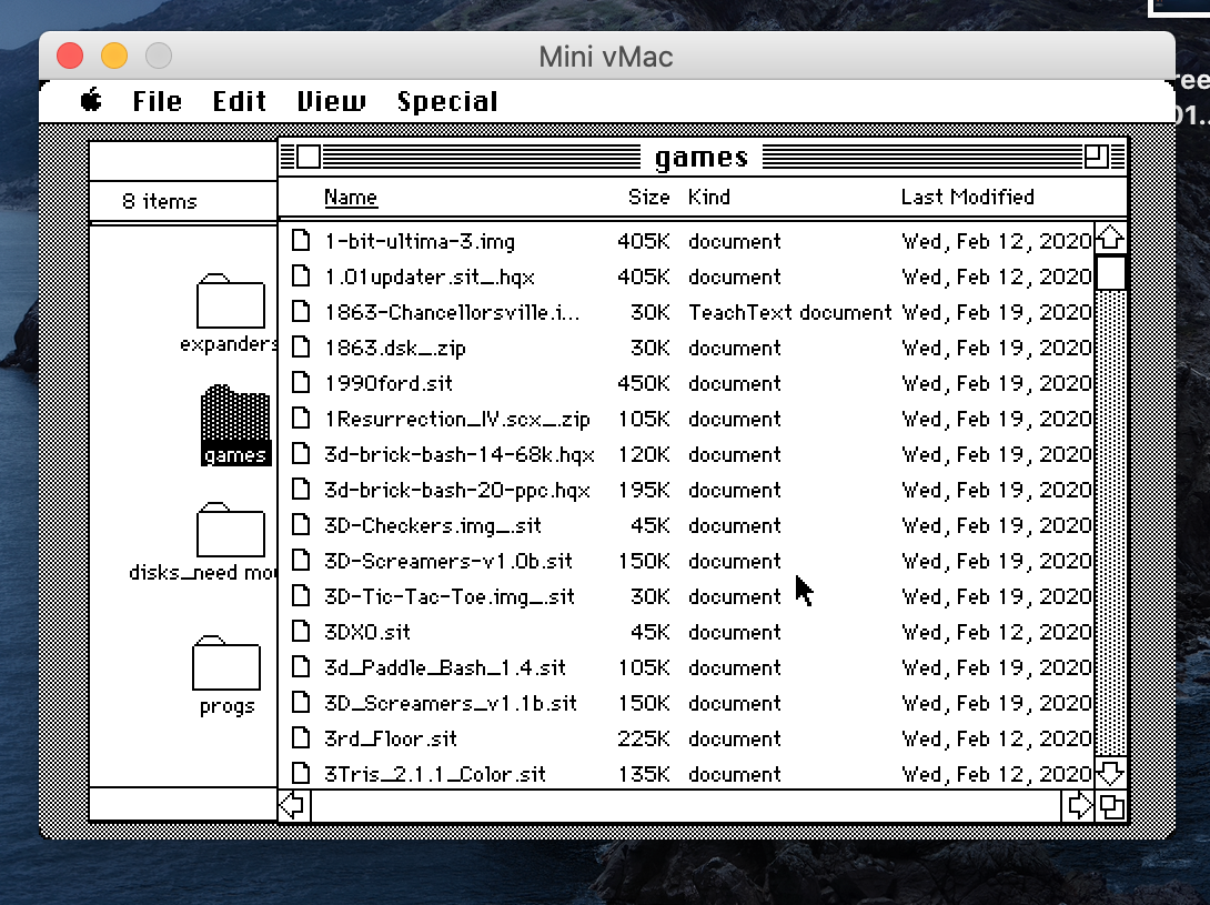 Macintosh SE Classic System 6.0.8 Hard Drive for mini Vmac, basilisk apps games