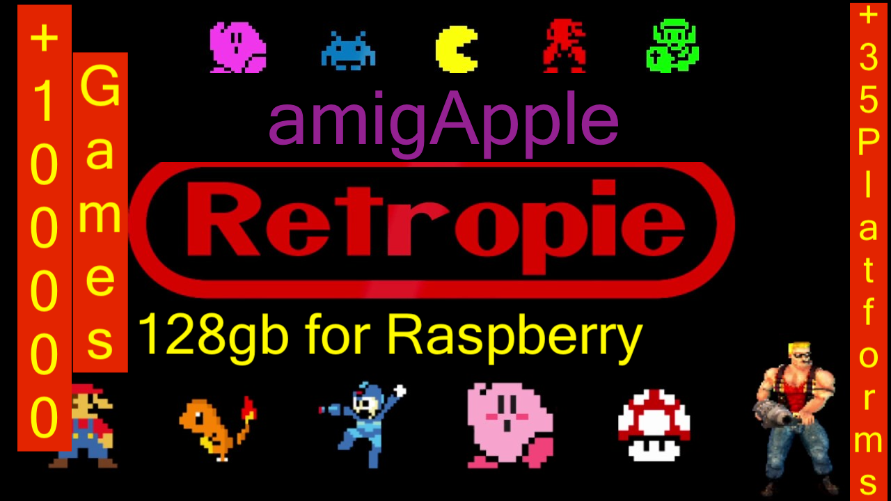 RetroPie Deluxe 128gb MicroSD Card for Pi 2-3-4-400, plug & play